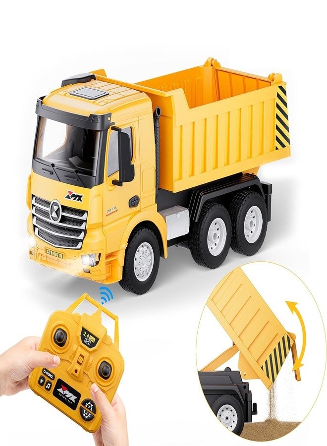 SKYBUCKET RC Dump Toy for Boys -2.4Ghz Remote Control Construction Vehicle, 9-Channel Dump Truck with, Sound,Lights 45° Up and Down Truck Bed, 1×600mAh, Gift for 3-5 4-7 8-12Boys - Image 4